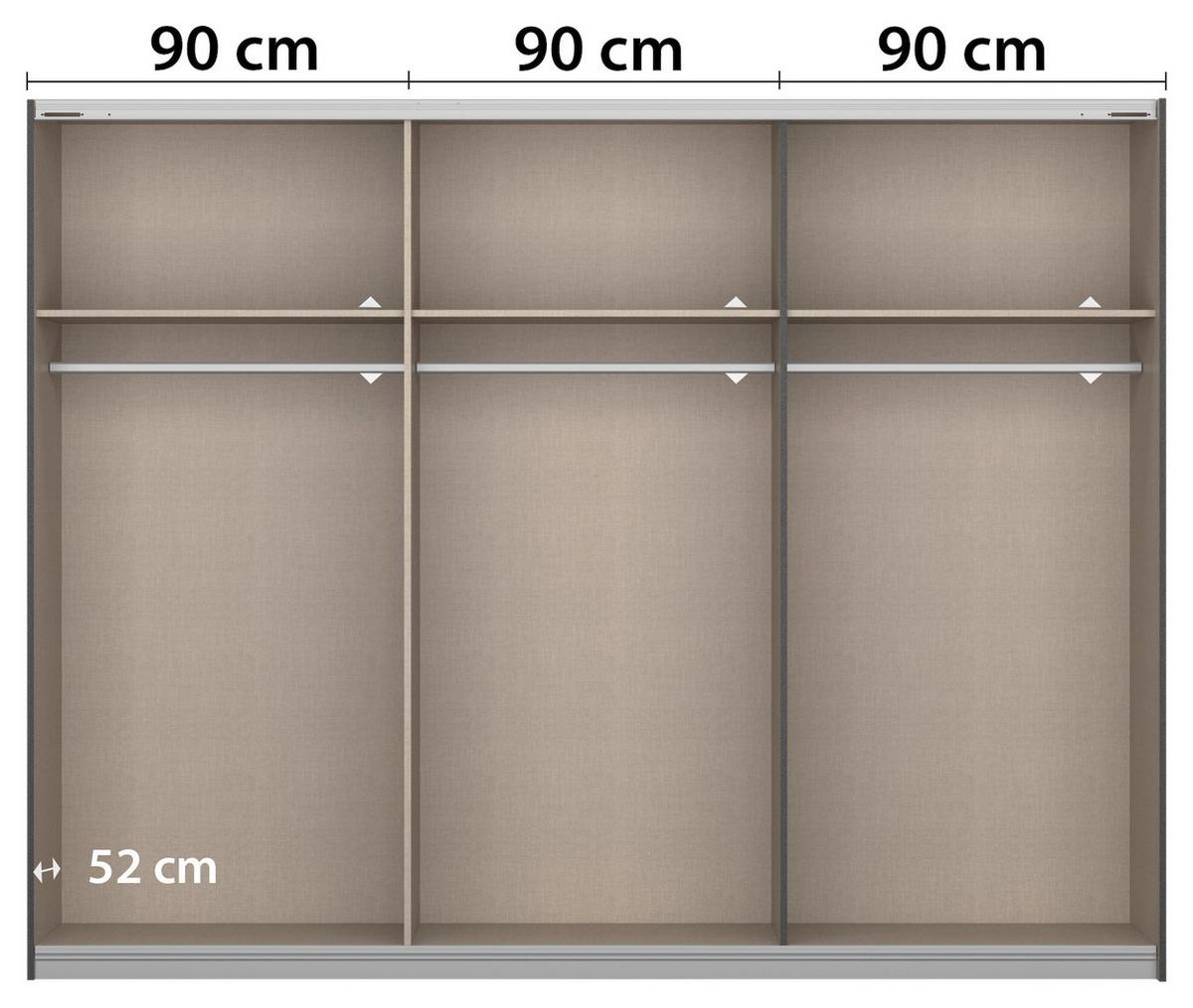 Schwebetürenschrank Artemis B: 271 Cm Weiß/eiche Dekor - Weiß/Eiche Artisan, MODERN, Glas/Holzwerkstoff (271/210/62cm) - Rauch Möbel