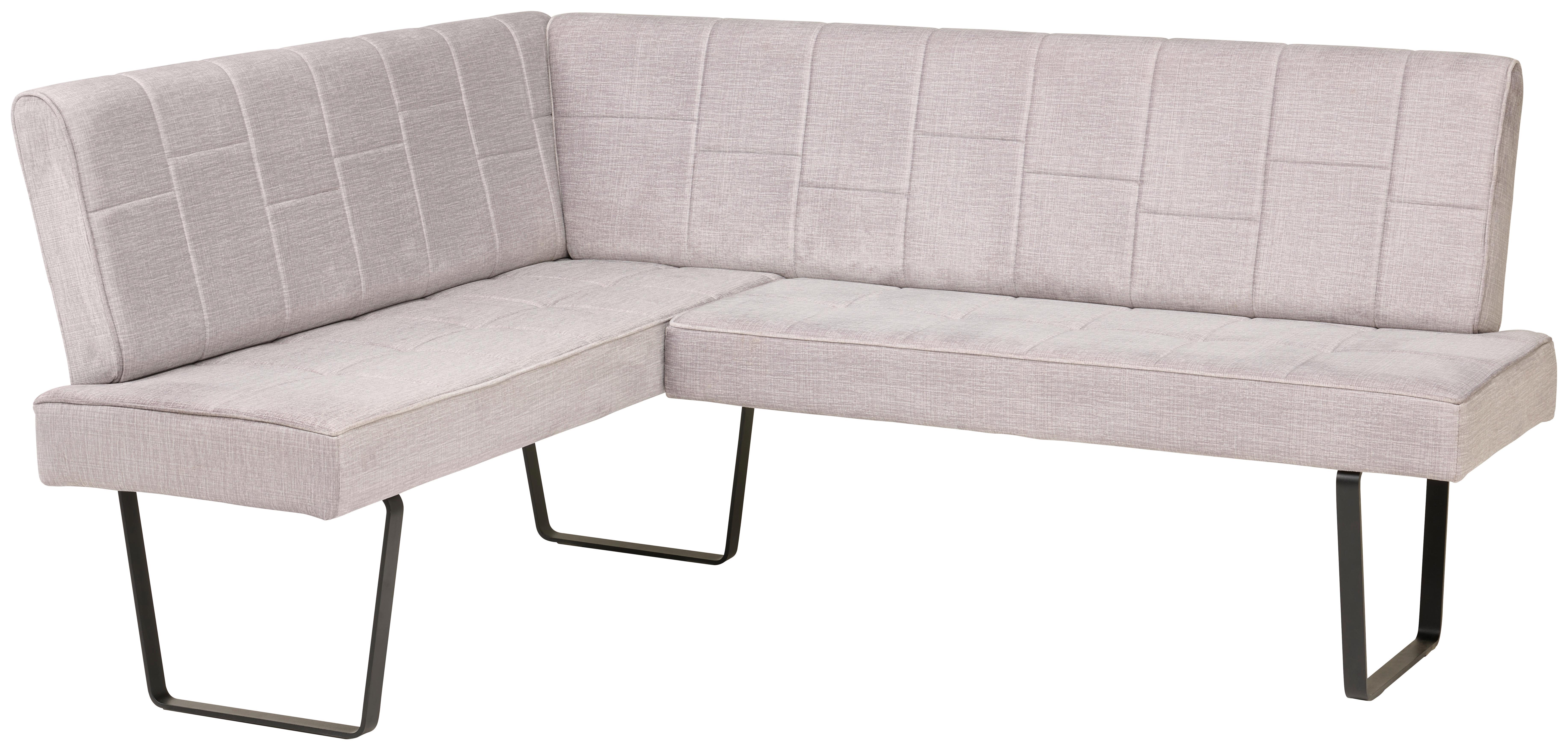 Eckbank Tilos Samt Hellbrau, S: 150x190 Cm - Hellgrau/Schwarz, KONVENTIONELL, Textil/Metall (150/190cm) - MID.YOU