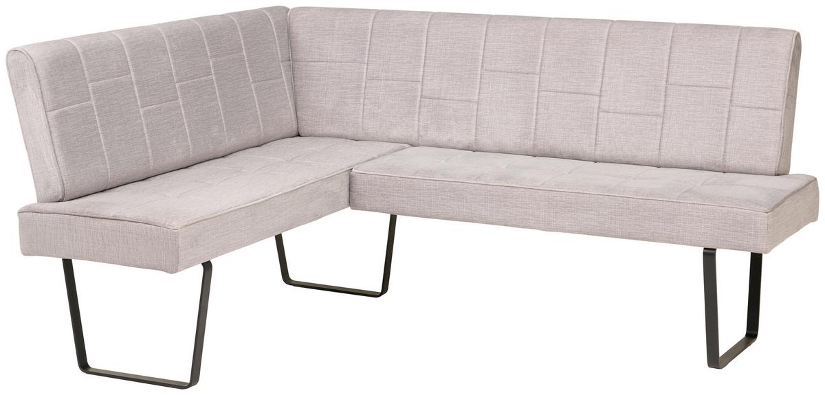 Eckbank Tilos Samt Hellgrau, S: 150x190 Cm - Hellgrau/Schwarz, KONVENTIONELL, Textil/Metall (150/190cm) - MID.YOU