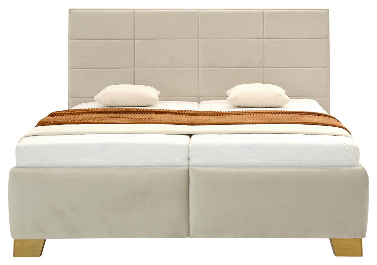Čalouněná postel OLYMPIA 180x200, krémová - krémová/barvy ořechu, Moderní, dřevo/textil (180/200cm)