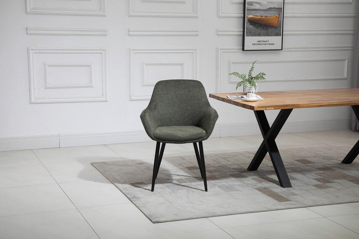 Armlehnstuhl-Set Grün B: 64 cm - Schwarz/Grün, MODERN, Textil/Metall (64/86/59cm) - Livetastic