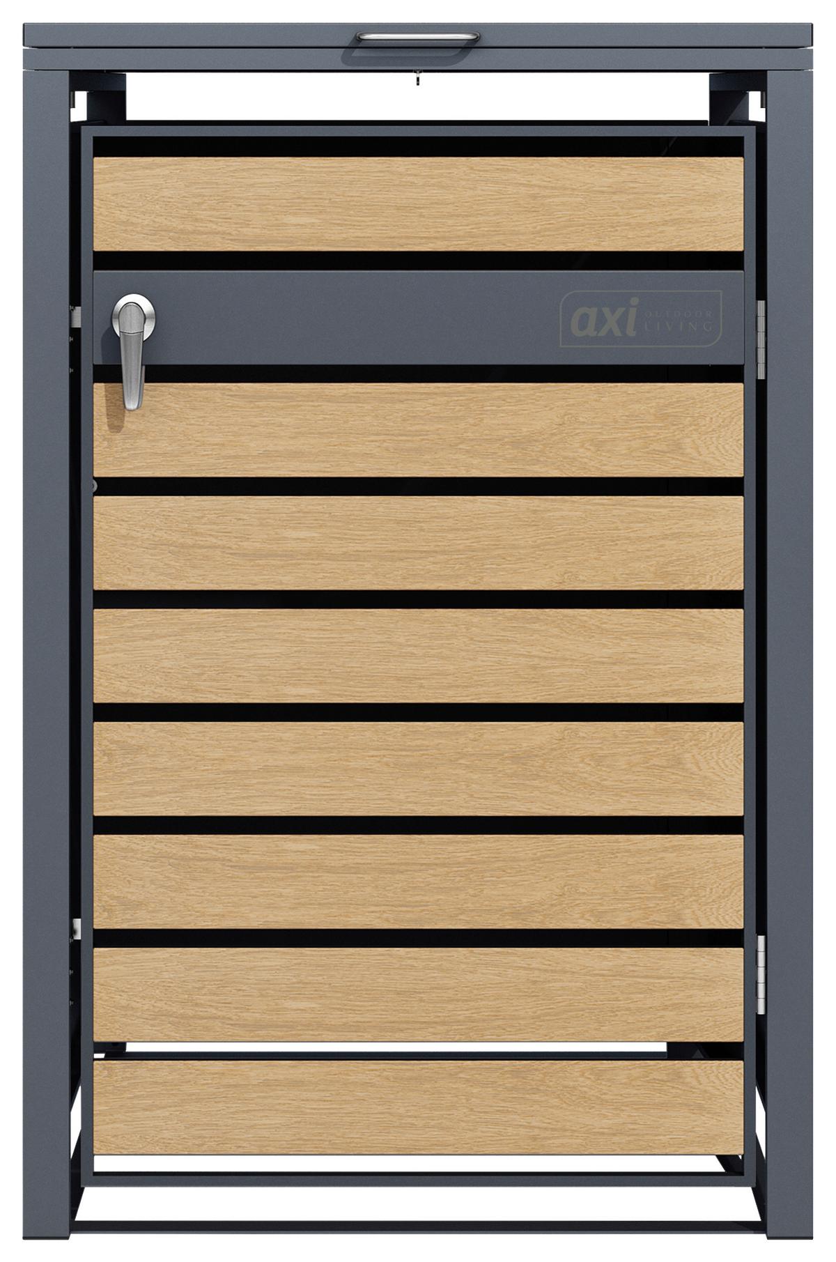 Mülltonnenbox A093.001.00 - Anthrazit/Braun, KONVENTIONELL, Metall (68/116/68cm) - Ambia Garden