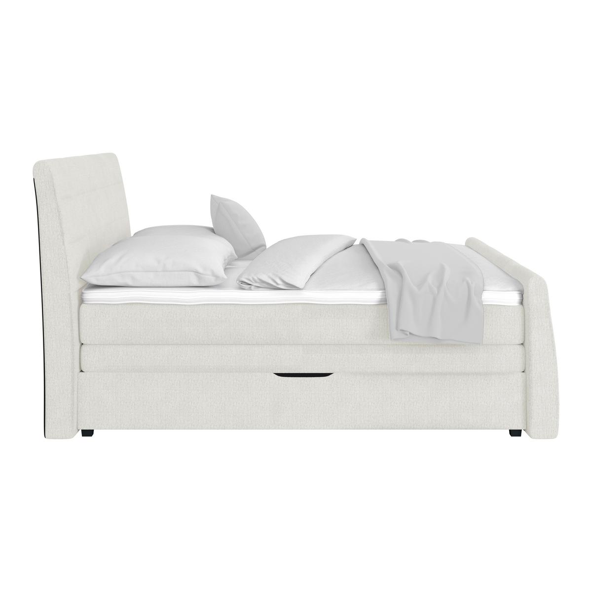 Boxspringbett Libra - Schwarz/Weiß, KONVENTIONELL, Textil (160/200cm)