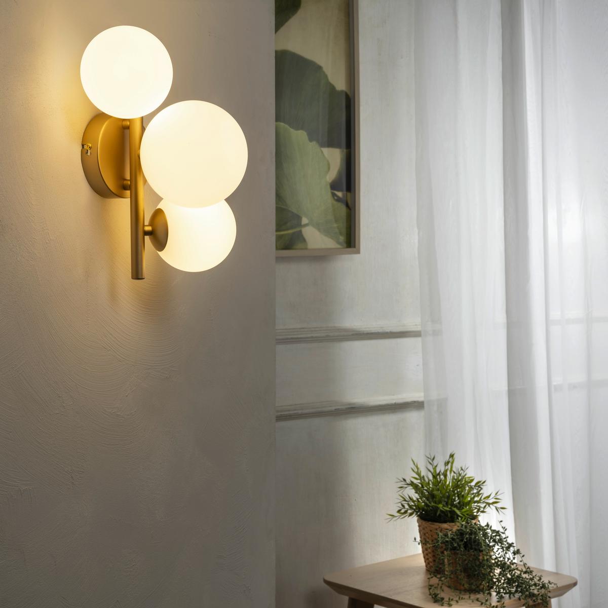 WANDLEUCHTE Paloma Goldfarben L: 23 cm 3W - Goldfarben, Design, Glas/Metall (23/33/18cm)