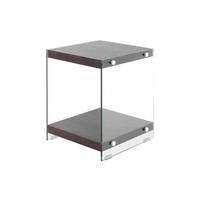 Beistelltisch mit Ablage Elementary Dunkelbraun - Klar/Dunkelbraun, Basics, Glas/Holzwerkstoff (35/35/45cm) - Kayoom