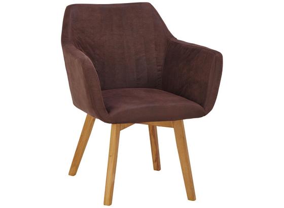 Armlehnstuhl Vera Webstoff Vintage Braun, Gepolstert - Eichefarben/Braun, KONVENTIONELL, Holz/Textil (62/84/60cm) Armlehnstuhl Vera Webstoff Vintage Braun, Gepolstert - Eichefarben/Braun, KONVENTIONELL, Holz/Textil (62/84/60cm)