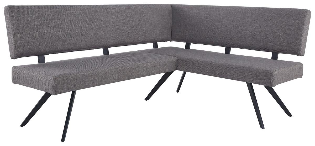 Eckbank Andros Hellgrau, S: 190x150cm - Hellgrau/Schwarz, KONVENTIONELL, Textil/Metall (190/150cm) - MID.YOU