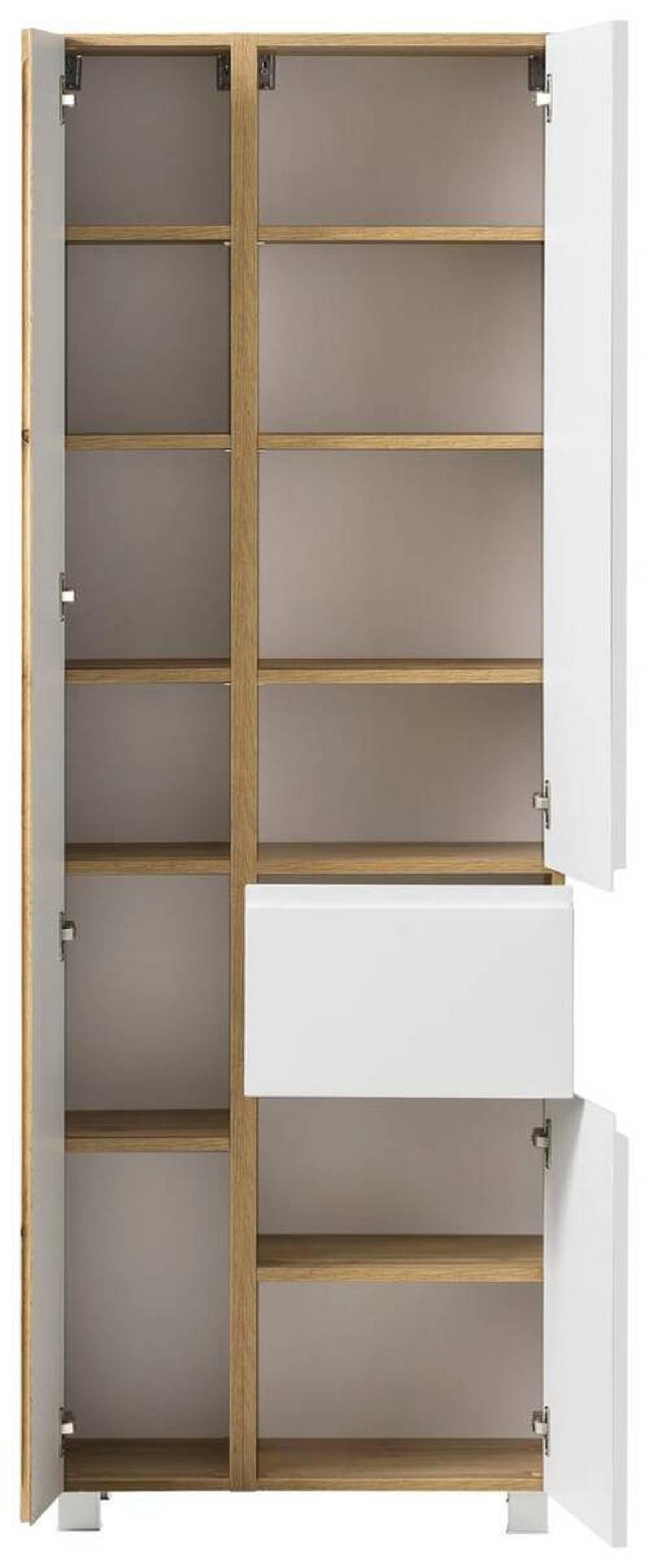 Badezimmer Hochschrank Varese Bxh 65x180 Cm Weiß/eiche Dekor - Eiche Wotan/Weiß, MODERN, Holzwerkstoff (65/180/35cm) - Held