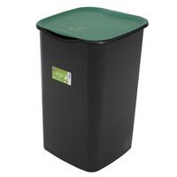 Mülleimer Elvara mit Deckel 50 L Kunststoff Schwarz/Grün - Schwarz/Grün, Basics, Kunststoff (37,5/36/53,5cm)