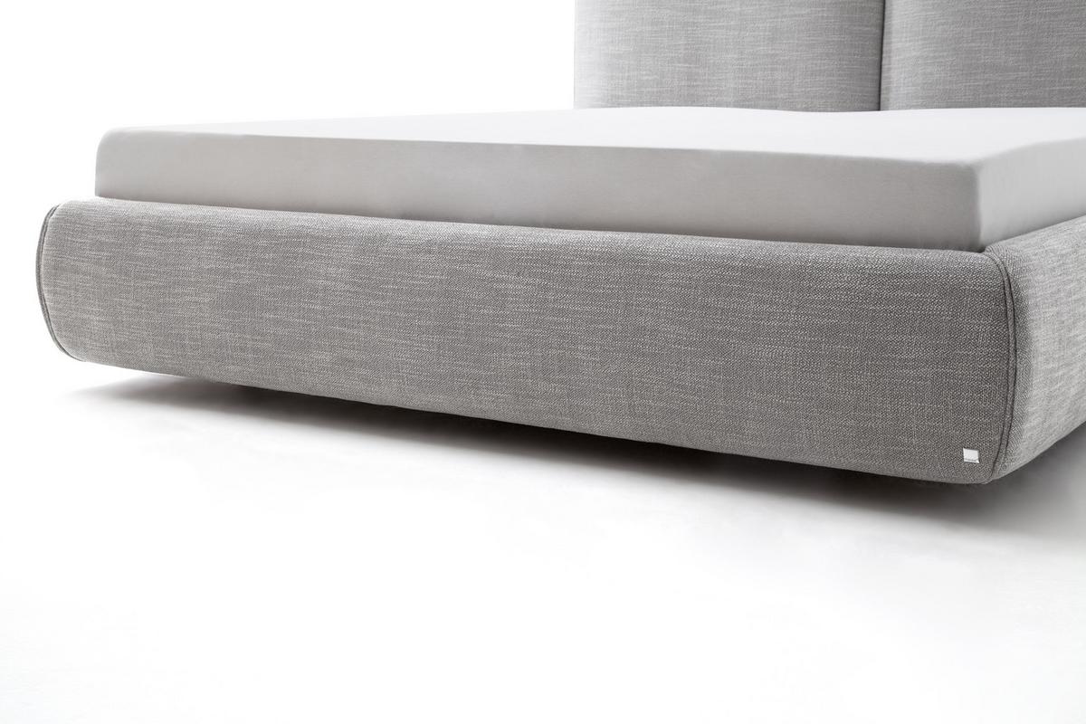 Polsterbett mit Lattenrost + Bettkasten 180x200 Atesio - Hellgrau/Naturfarben, MODERN, Holz/Textil (180/200cm) - Livetastic