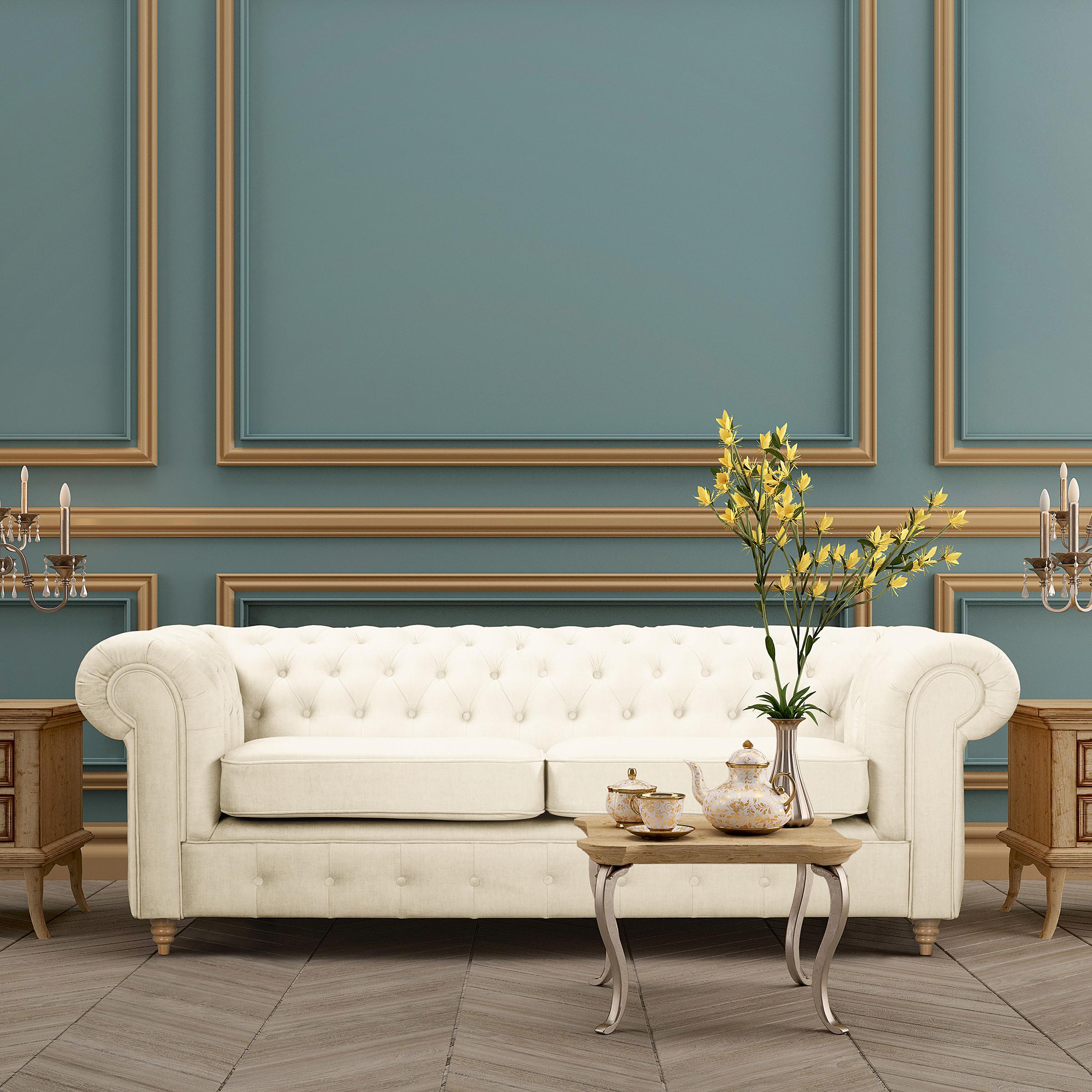 Schlafsofa Laura Creme, B: 218cm - Creme/Braun, Design, Textil (218/74/91cm) - P & B