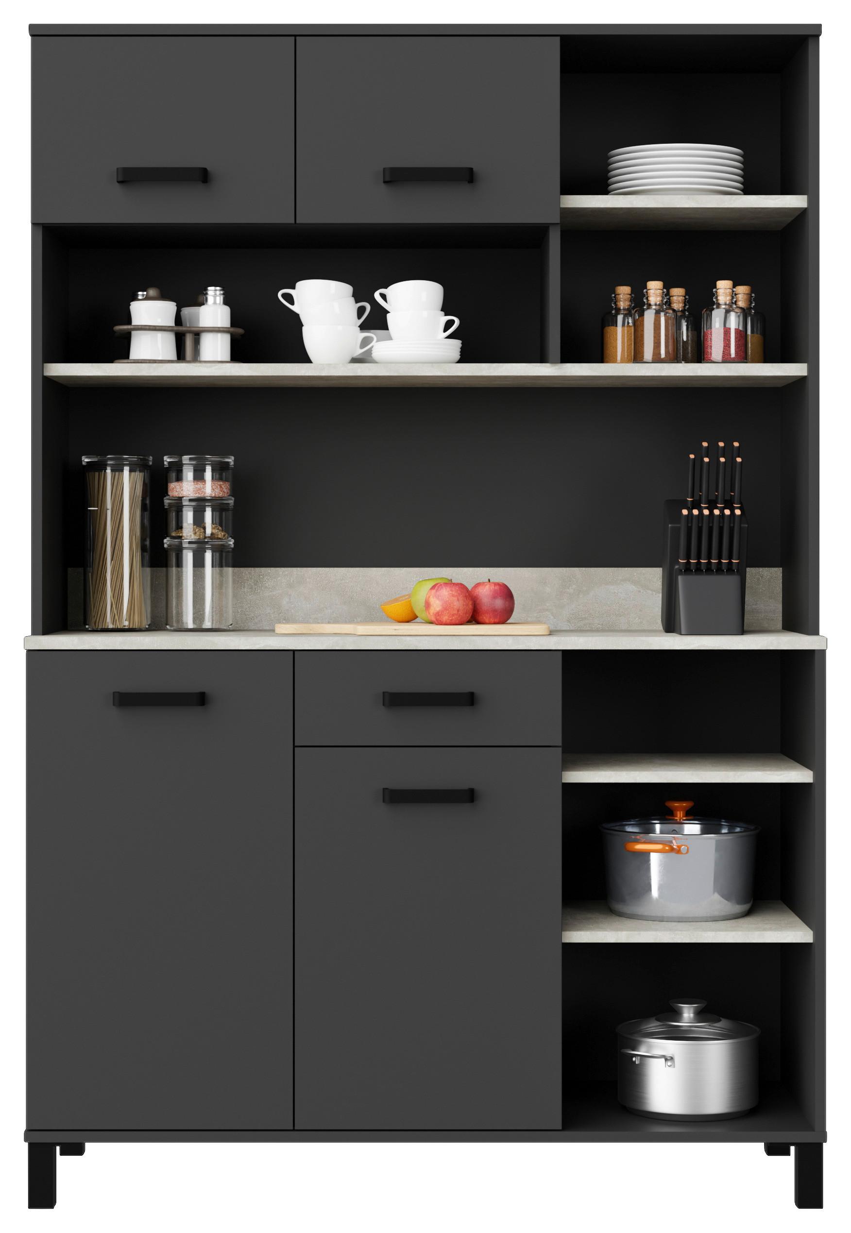 Buffet Linda Anthrazit, Hellgrau B: 119,1cm - Anthrazit/Hellgrau, KONVENTIONELL, Holzwerkstoff (119,1/177/40cm) - P & B