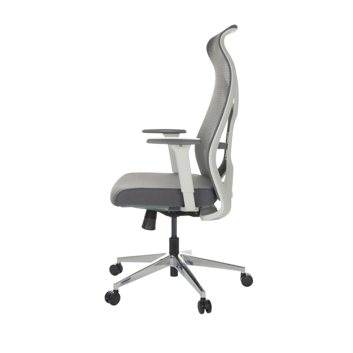 Drehstuhl Azurro White - Silberfarben/Schwarz, Basics, Kunststoff/Textil (69/119-128/60cm) - MID.YOU