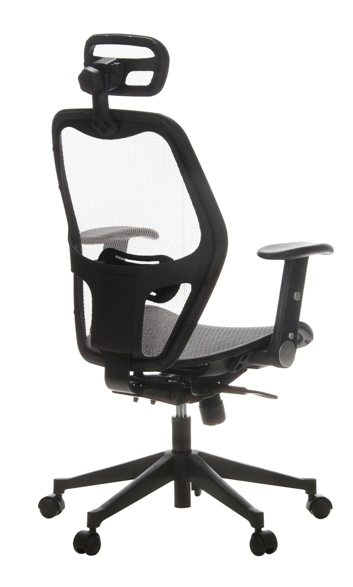 Bürostuhl Air-Port Mit Armstützen Grau/Schwarz - Schwarz/Grau, Basics, Kunststoff/Textil (59/117/48cm) - MID.YOU