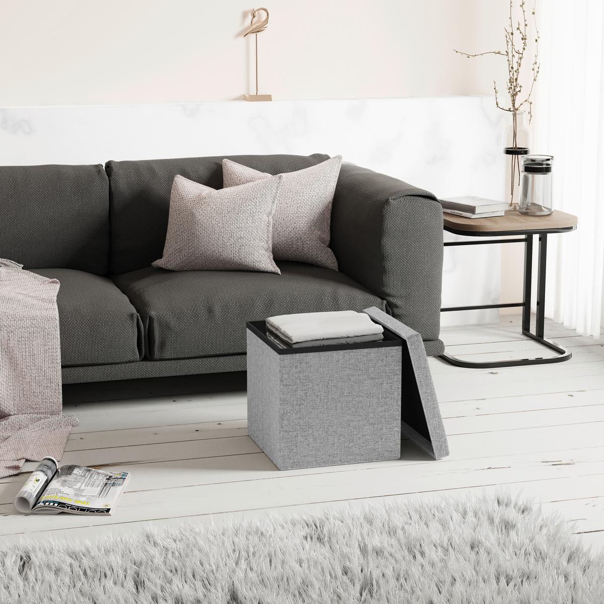 Sitzbox Boxas Hellgrau B: 38 cm - Hellgrau, Basics, Holzwerkstoff/Kunststoff (38/38/38cm) - MID.YOU