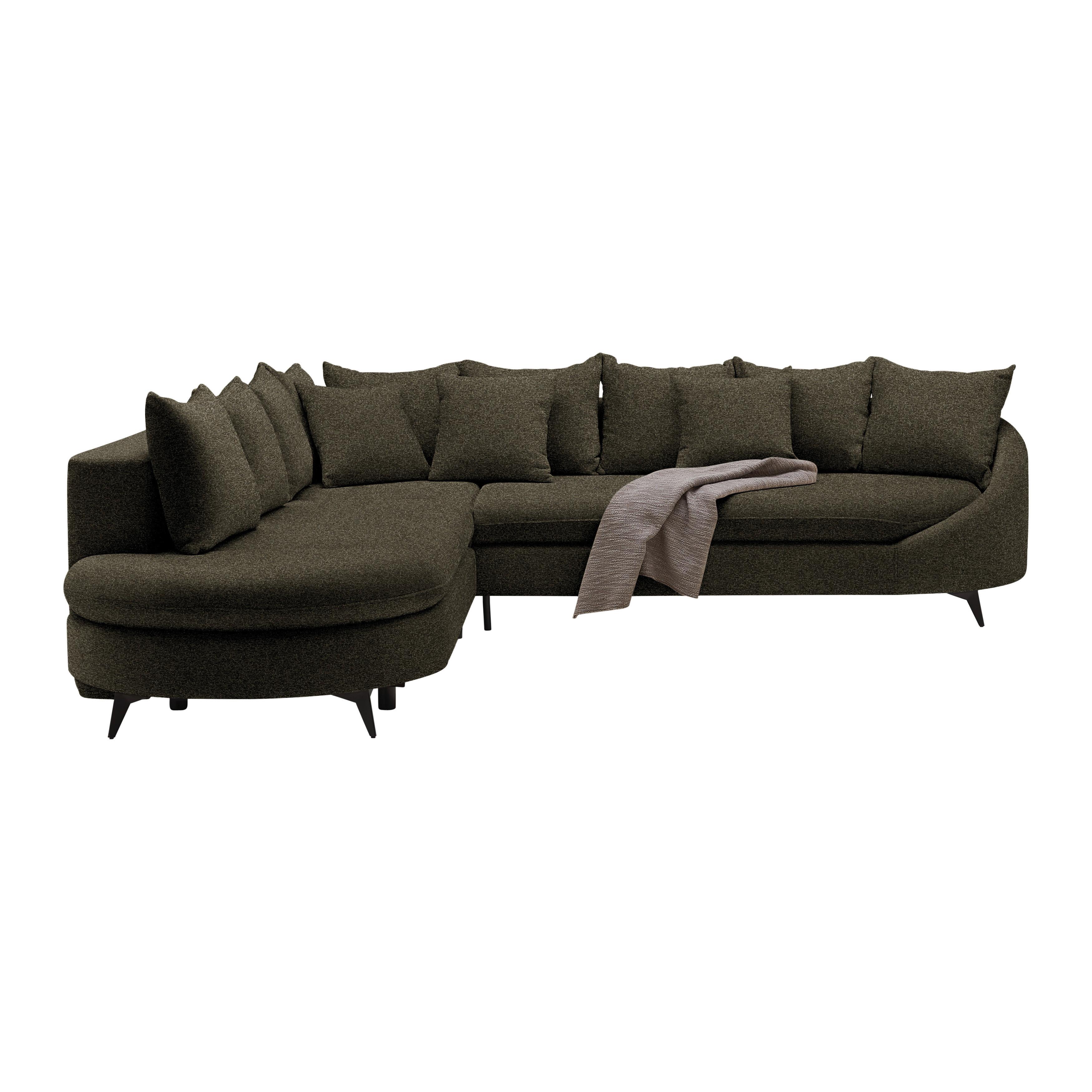 Rohová sedačka AXEL, levá, tmavé zelená tkanina - černá/tmavě zelená, Moderní, kov/textil (291/250cm) - Mömax