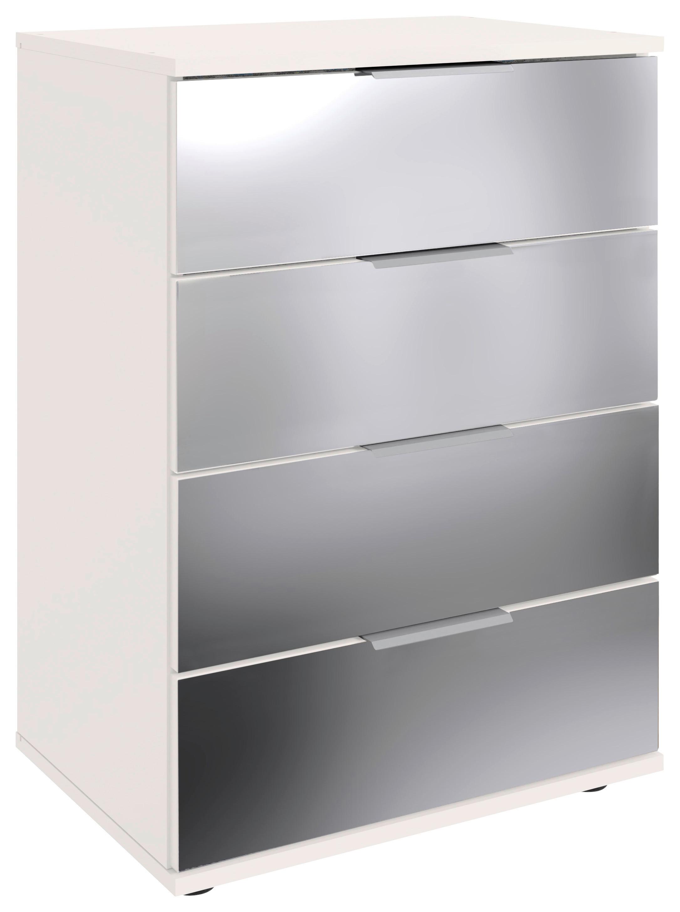 Éjjeliszekrény Saigon 52/74 Cm - alumínium színű/fehér, Modern, faalapú anyag/Üveg (52/74/38cm) - MID.YOU