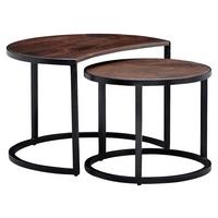 Sada konferenčních stolů WOHNLING tmavěhnedá - tmavě hnědá/černá, Moderní, kov/dřevo (41/60/41cm) - MID.YOU