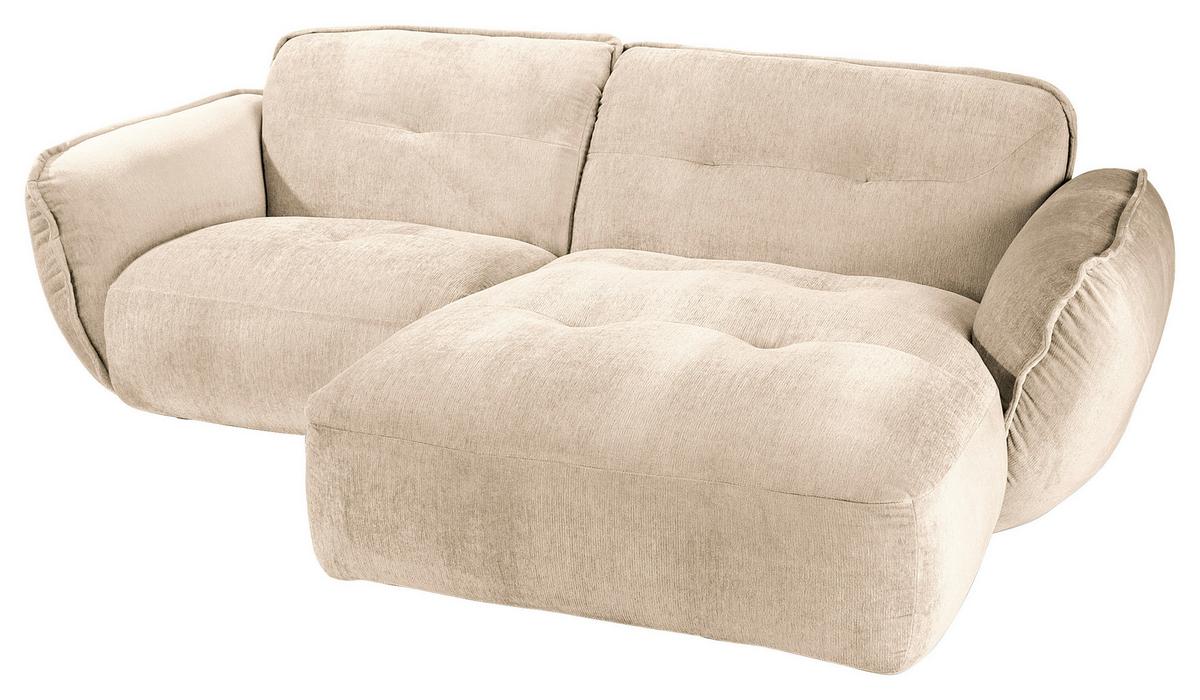 Ecksofa Fluffy, Creme S: 269x184 Cm - Creme/Schwarz, MODERN, Textil (269/184cm) - Trendmanufaktur