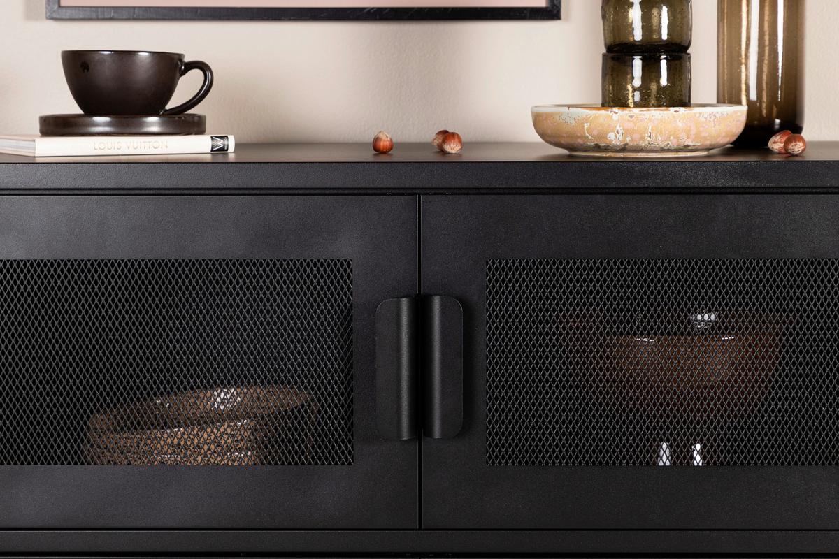 Sideboard Nett - Schwarz, Design, Metall (90/75/40cm) - Livetastic