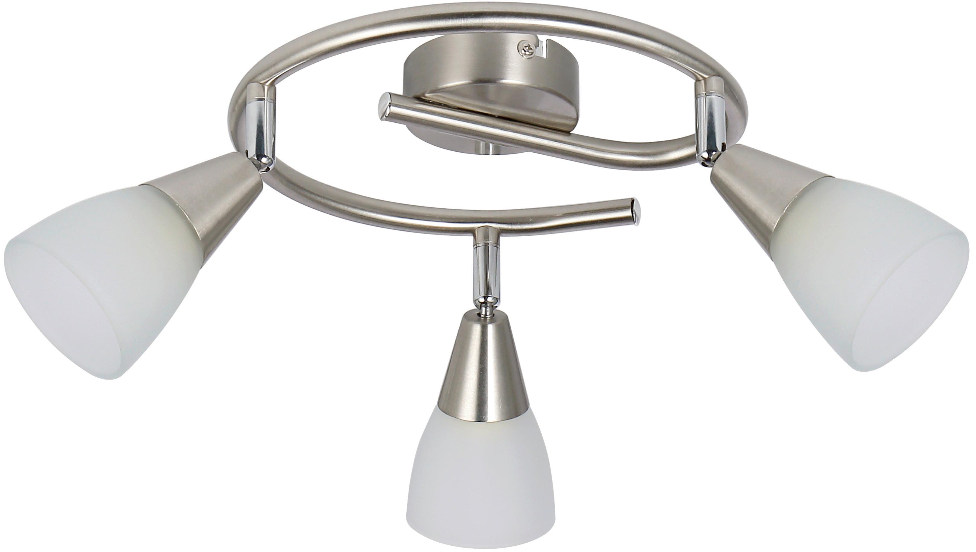 Strahler Walter 3-flammig Verstellbar Ø 29 Cm - Weiß/Nickelfarben, KONVENTIONELL, Glas/Metall (29/18cm) - James Wood