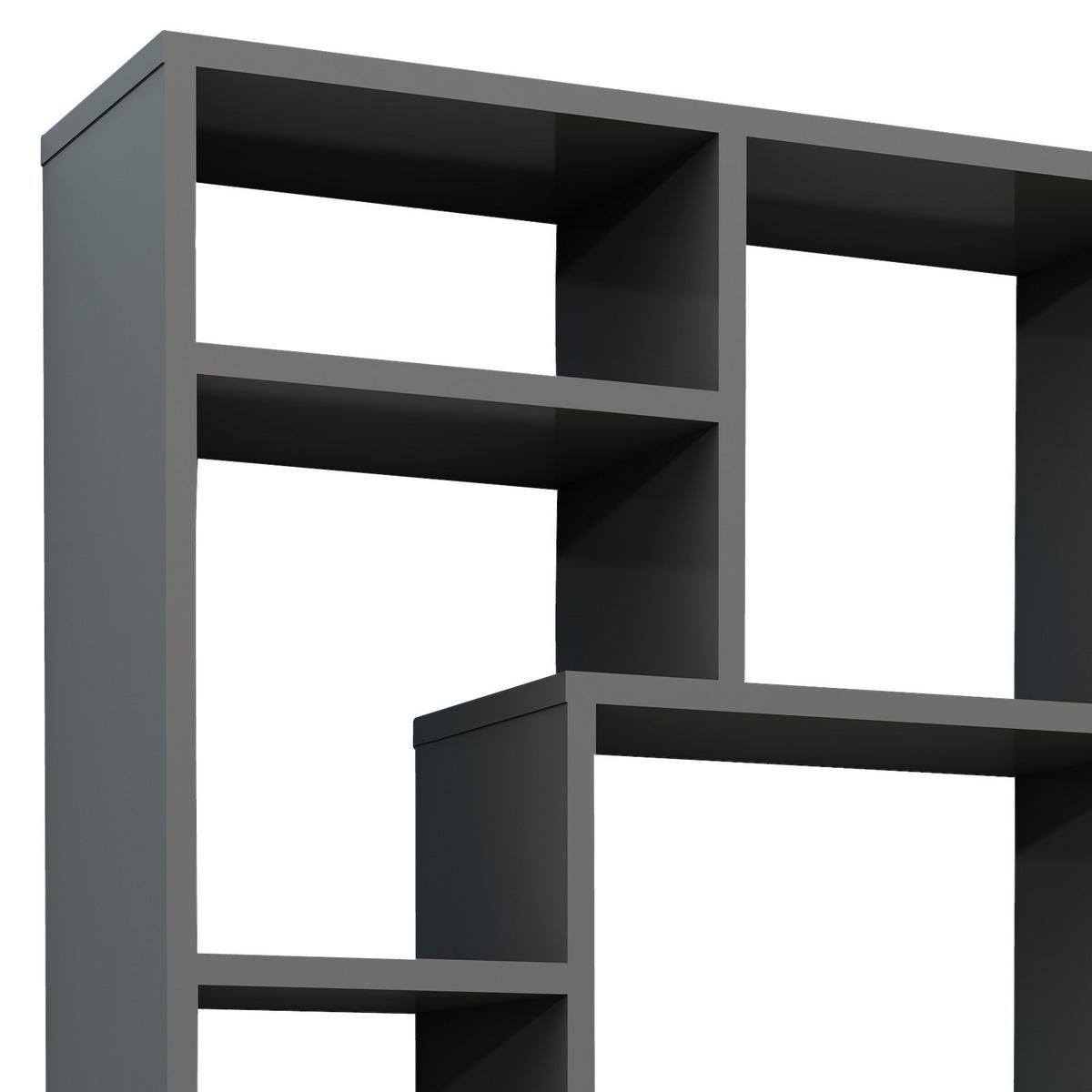 Regál Lanisa, antracitová - šedá/antracitová, Moderní, kompozitní dřevo/plast (58/116/20cm) - MID.YOU