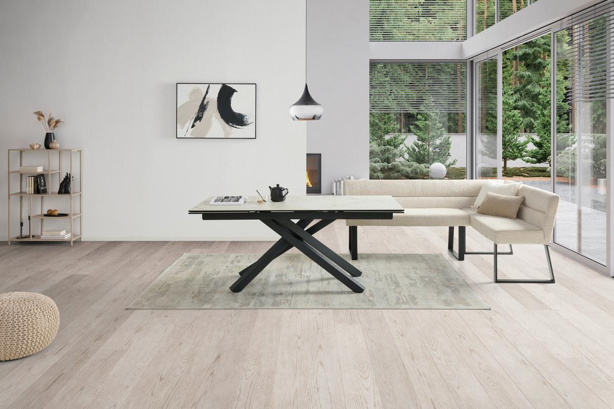 Eckbank Kea Beige, S: 190x150 Cm - Beige/Schwarz, KONVENTIONELL, Textil/Metall (190/150cm) - MID.YOU