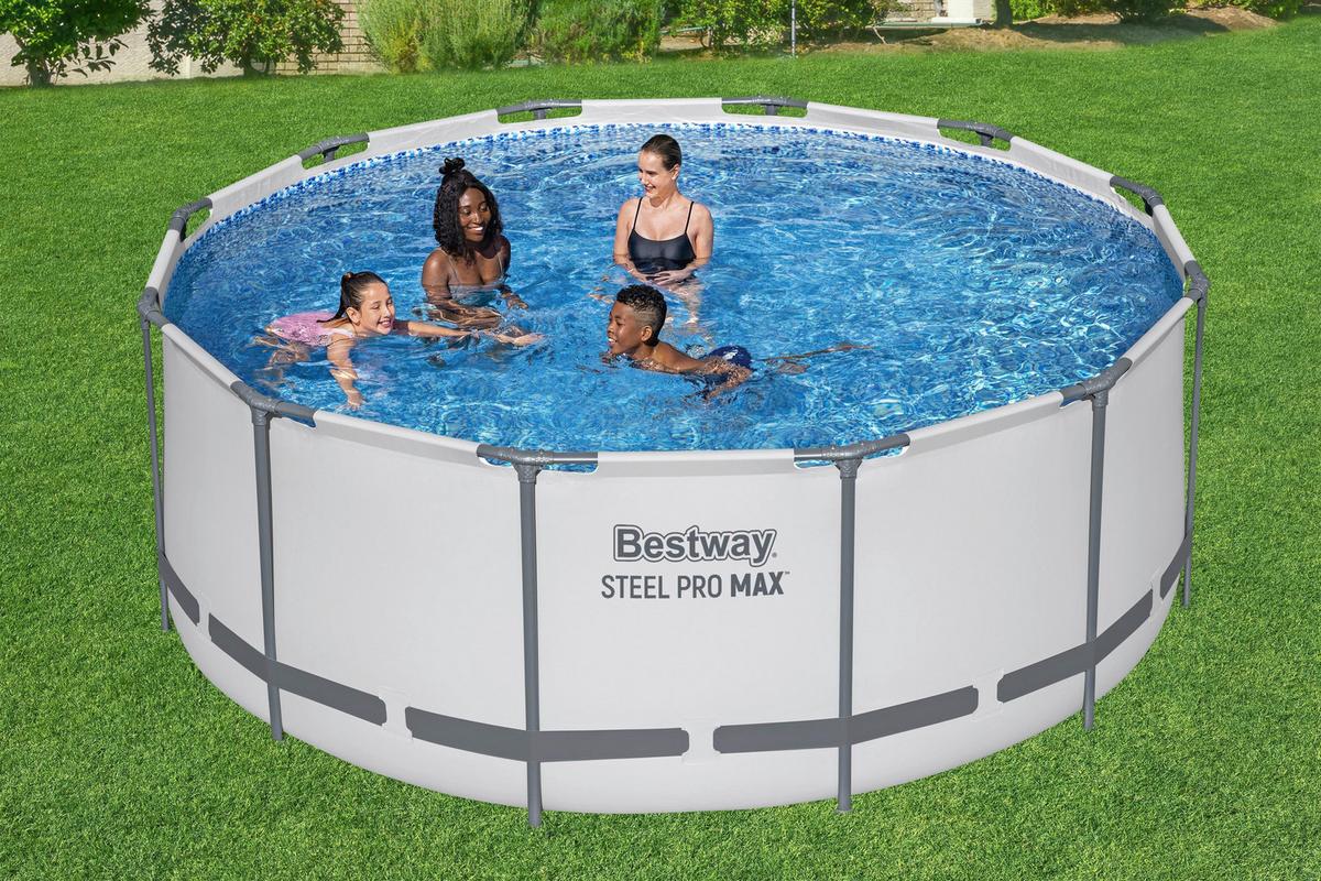 Pool Martina - Blau/Hellgrau, KONVENTIONELL, Kunststoff/Metall (366/122cm) - Bestway
