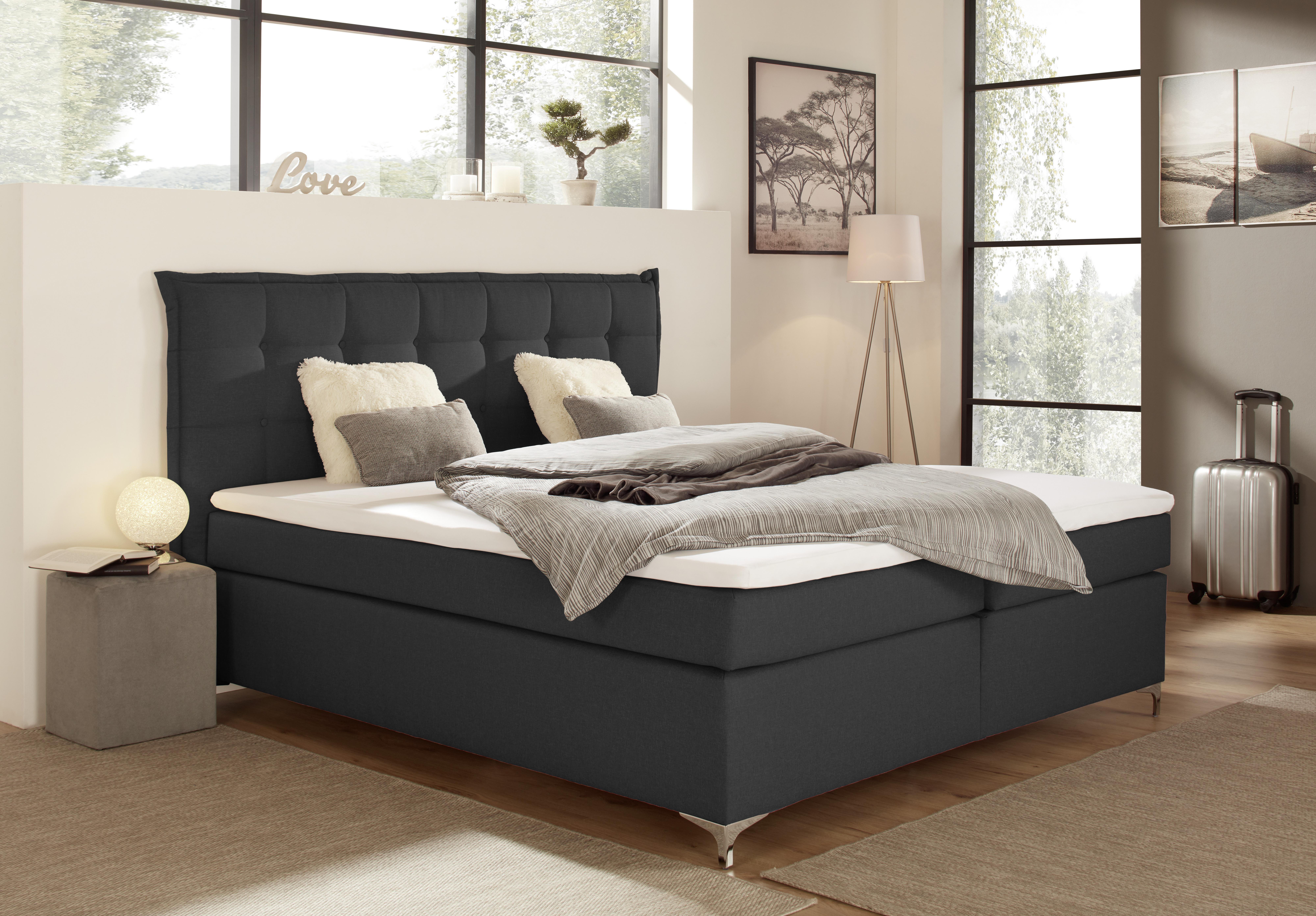 Americká Postel Fabio 180x200 Cm, Antracitová - antracitová, Moderní, kov/textil (180/200cm)