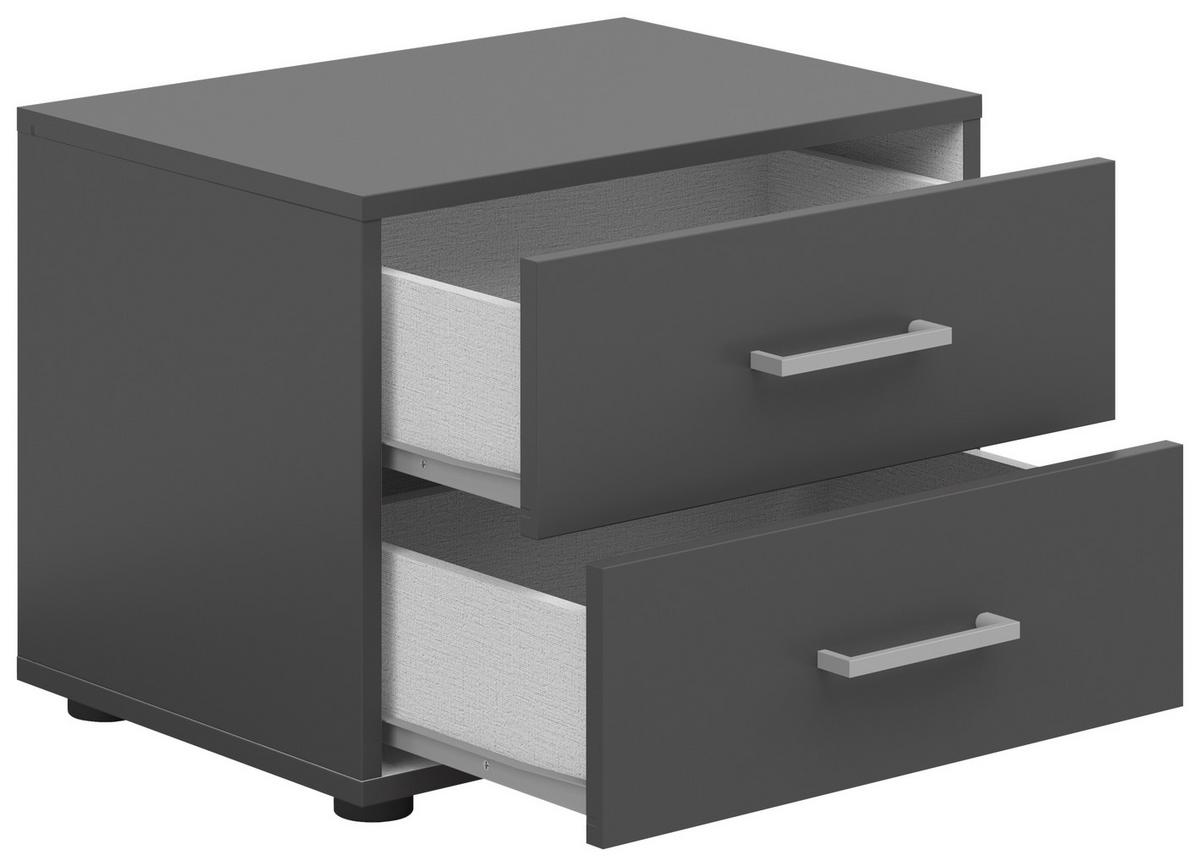 Nachtkästchen Smart 2 Graphit H: 38 Cm - Anthrazit/Grauweiß, Basics, Holzwerkstoff (50/38/35cm)