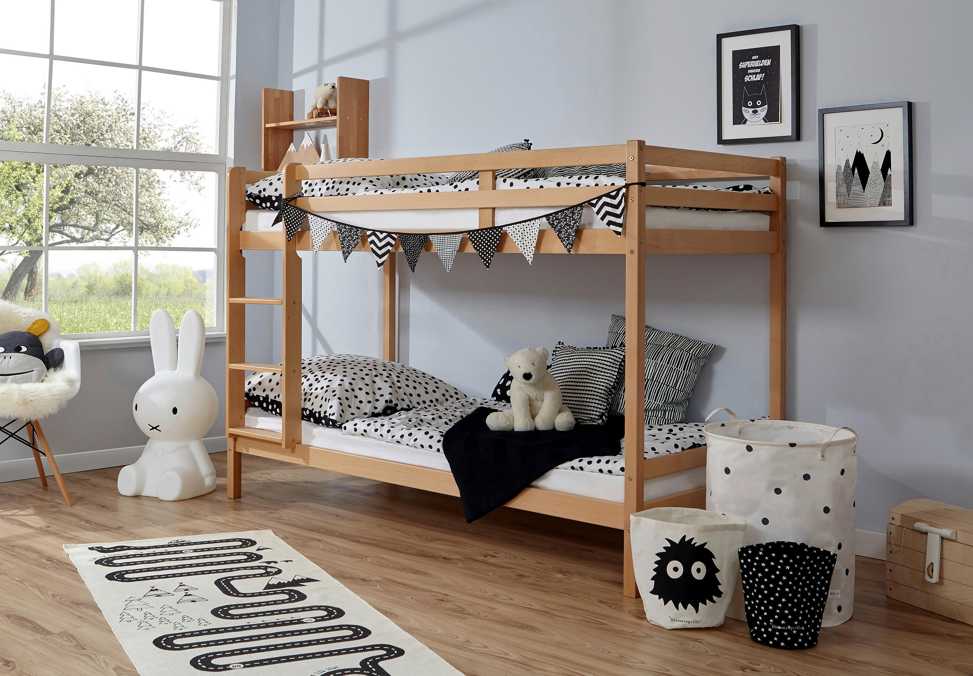 Etagenbett Rene Buche Massiv Mit Leiter - Buchefarben/Naturfarben, MODERN, Holz (90/200cm) - MID.YOU