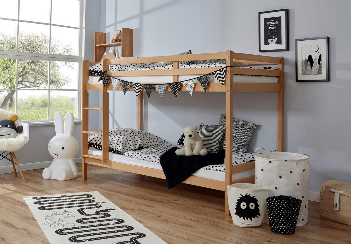 Etagenbett Rene Buche Massiv Mit Leiter - Buchefarben/Naturfarben, MODERN, Holz (90/200cm) - MID.YOU