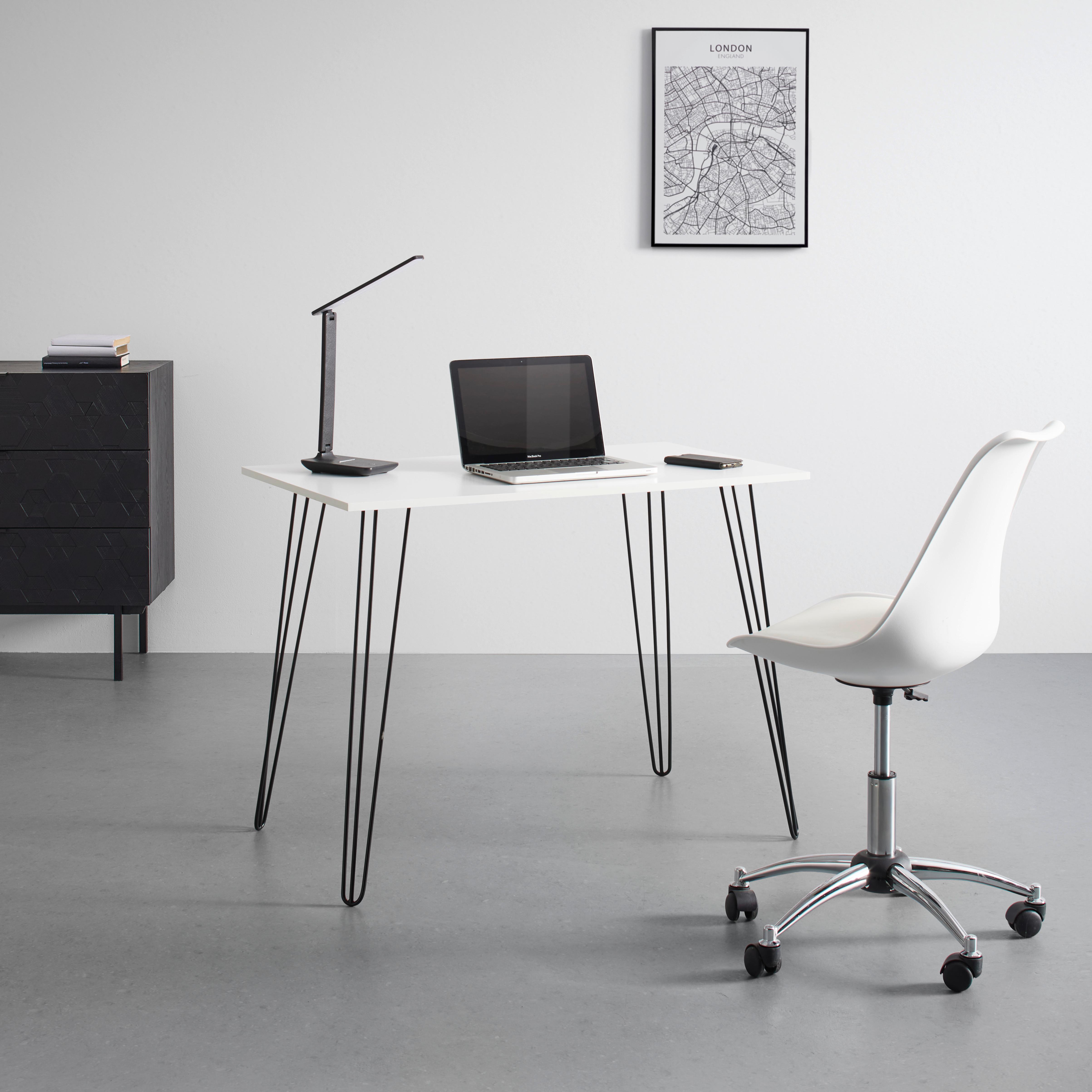 Psací stůl Marc - bílá/černá, Moderní, kov/dřevo (98/60/75cm) - Bessagi Home