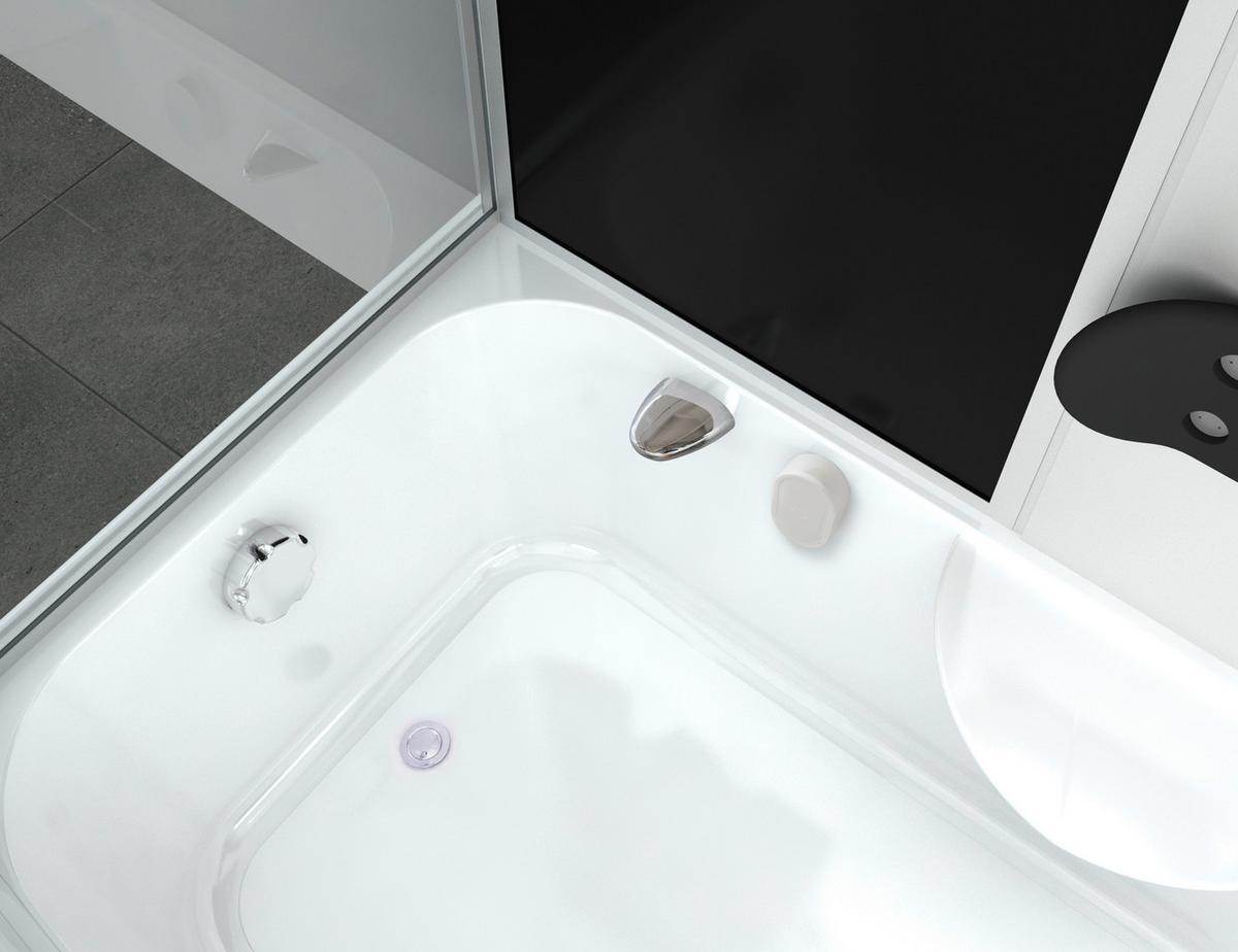 Dampfdusche Nevada 170 Mit Massagedüsen, Radio, Ablage - Schwarz/Weiß, Basics, Glas (175/229/85cm) - Sanotechnik