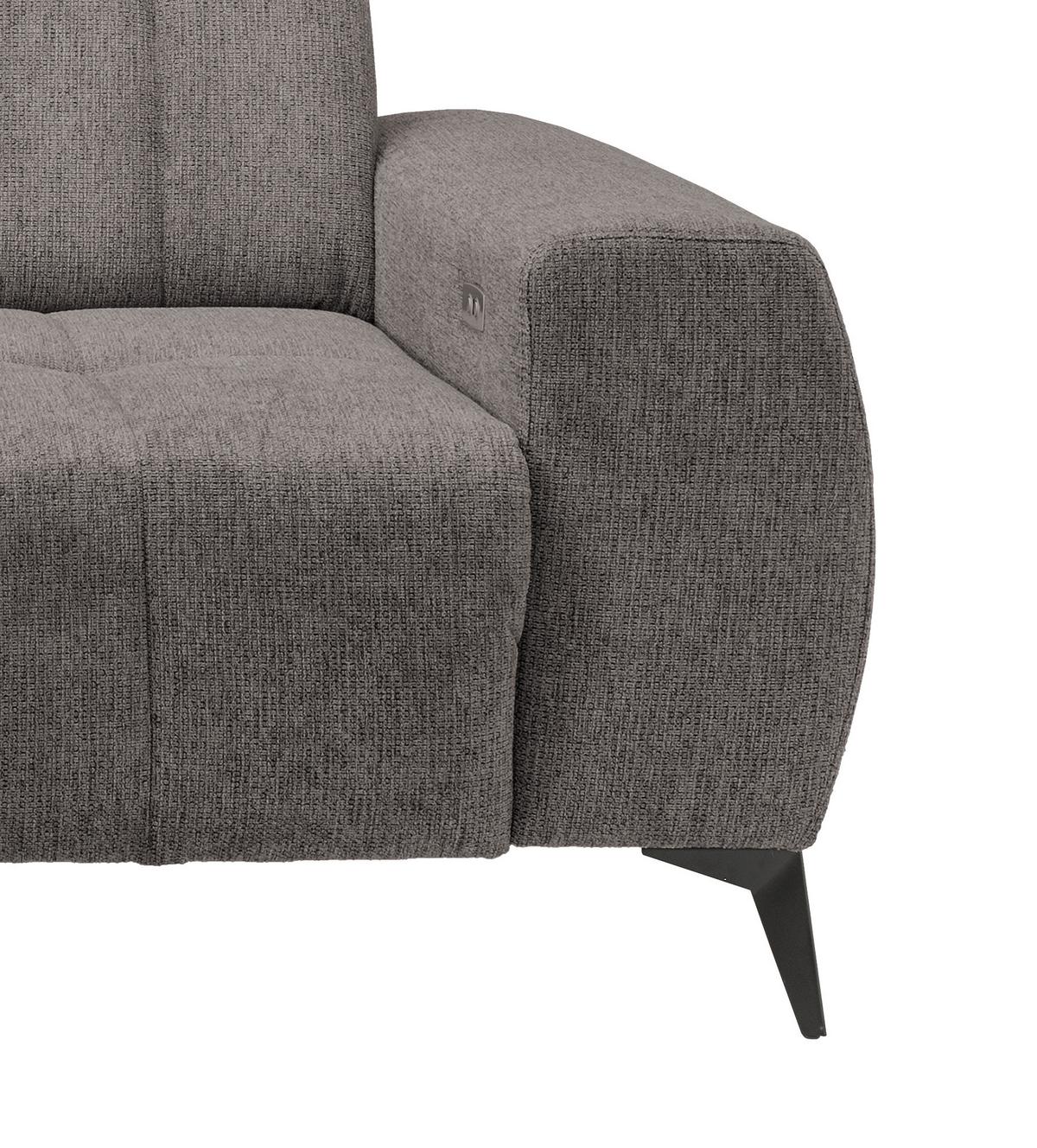 Ecksofa mit USB Anschluss Sano, Graubraun, S: 200x261 cm - Graubraun/Schwarz, MODERN, Textil (200/261cm) - Livetastic