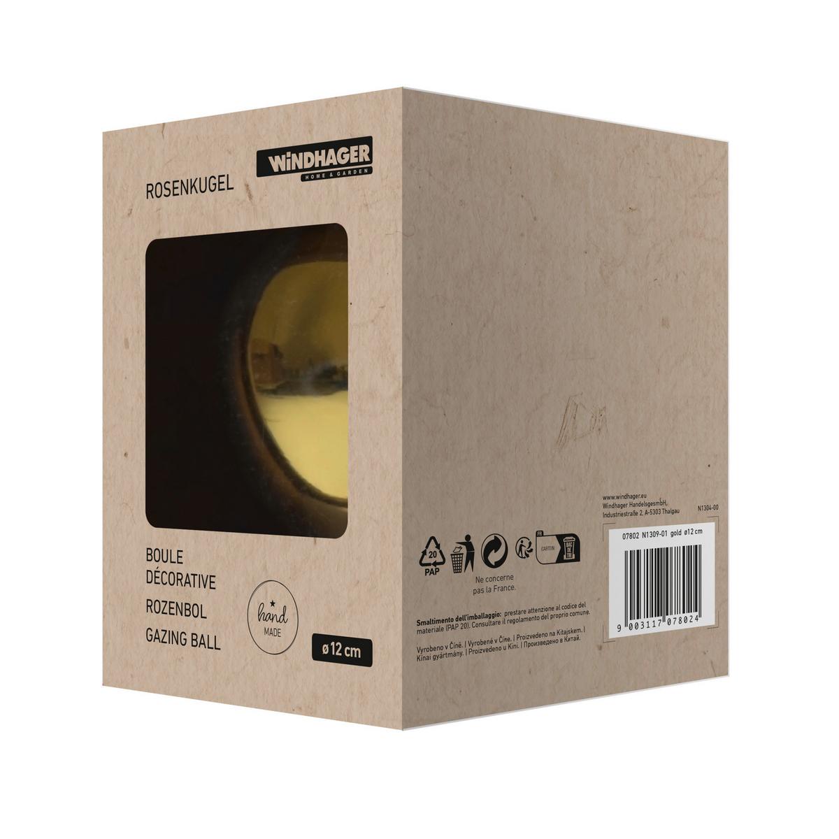 Rosenkugel Gold, D:12 Cm - Goldfarben, Basics, Glas (12cm) - Windhager