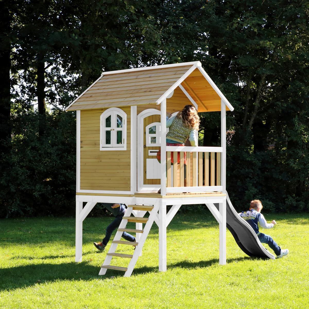 Spielhaus A030.037.81 - Hellgrün/Braun, KONVENTIONELL, Holz (318/272/191cm) - Ambia Garden
