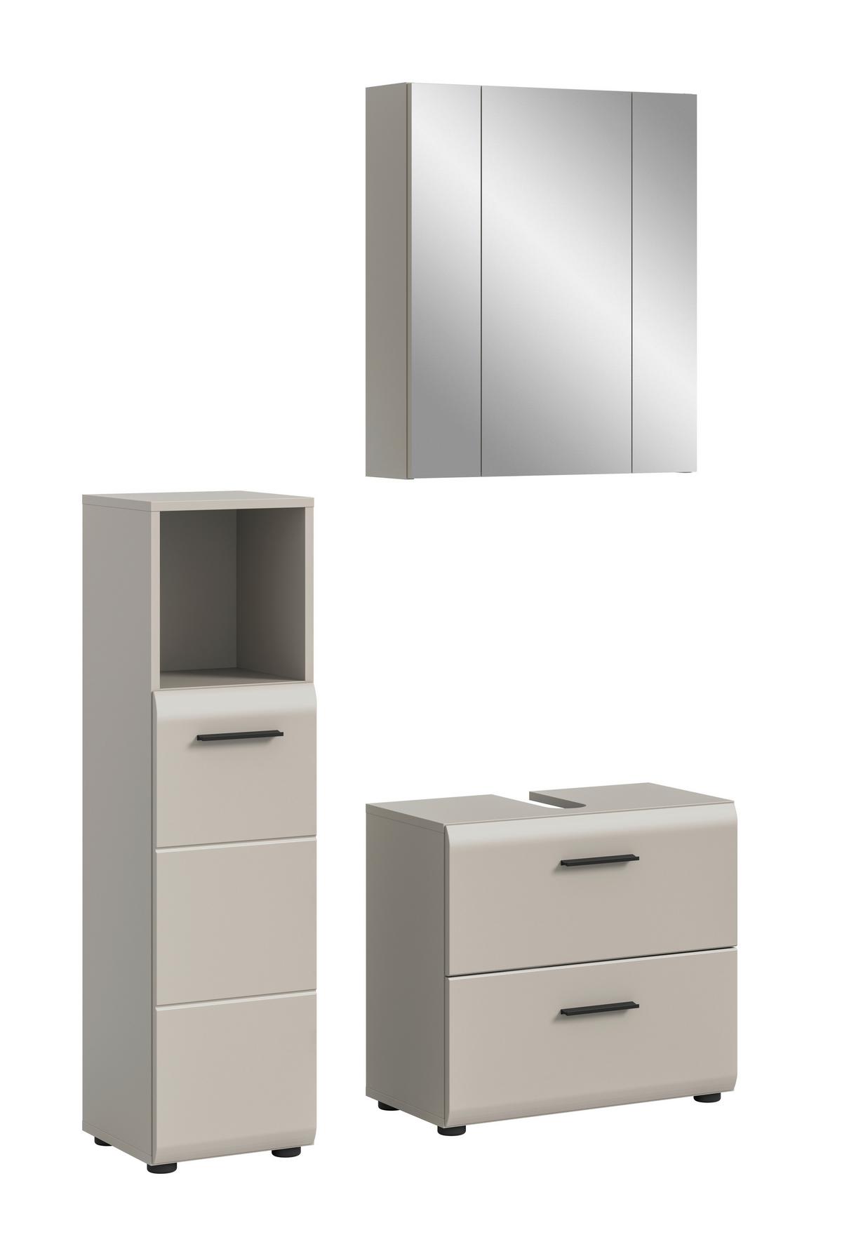 Badezimmer Ice Kaschmir B: 90cm - Kaschmir/Schwarz, Trend, Glas/Holzwerkstoff (90cm) - MID.YOU