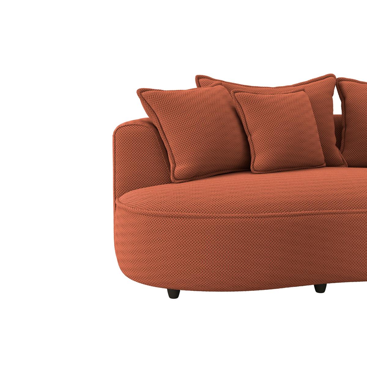 Rohová sedačka LEVI, pravá, terakota, so 7 vankúšmi - čierna/terakota, Modern, textil/plast (287/168cm)
