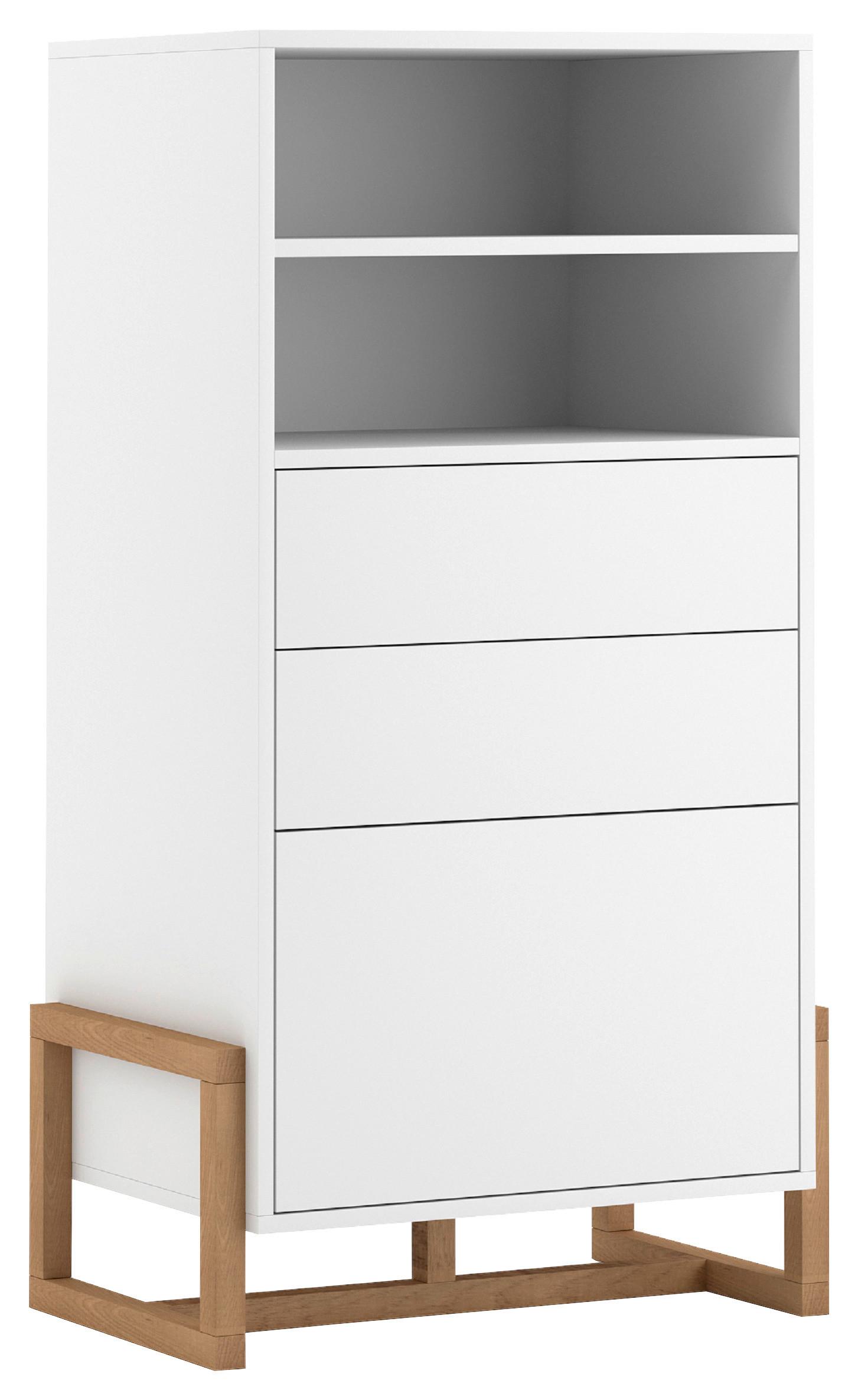 Highboard B: 63,4 cm Oslo Weiß/Buche Dekor - Buchefarben/Weiß, Design, Holz/Holzwerkstoff (63,4/115,7/42cm) - MID.YOU