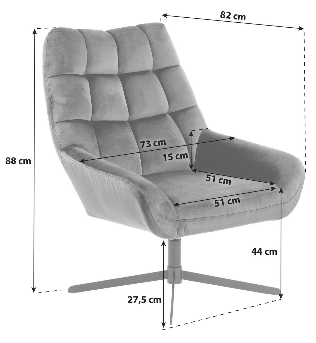 Polstersessel Mit Armlehnen Paris Stoffbezug Grau - Schwarz/Grau, KONVENTIONELL, Textil/Metall (73/88/82cm) - Livetastic