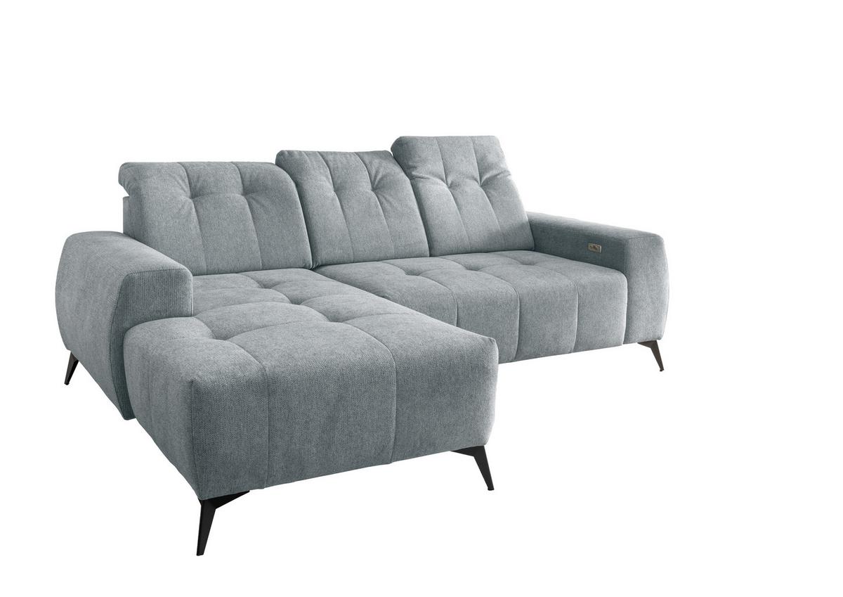 Ecksofa mit USB Anschluss Sano, Mintgrün, S: 180x258 cm - Schwarz/Mintgrün, MODERN, Textil (180/258cm) - Livetastic