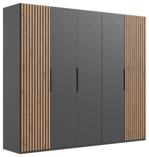 Drehtürenschrank Andorra Eiche/graphitfarben B: 250 Cm - Eichefarben/Graphitfarben, MODERN, Holzwerkstoff (250/216/58cm) - MID.YOU