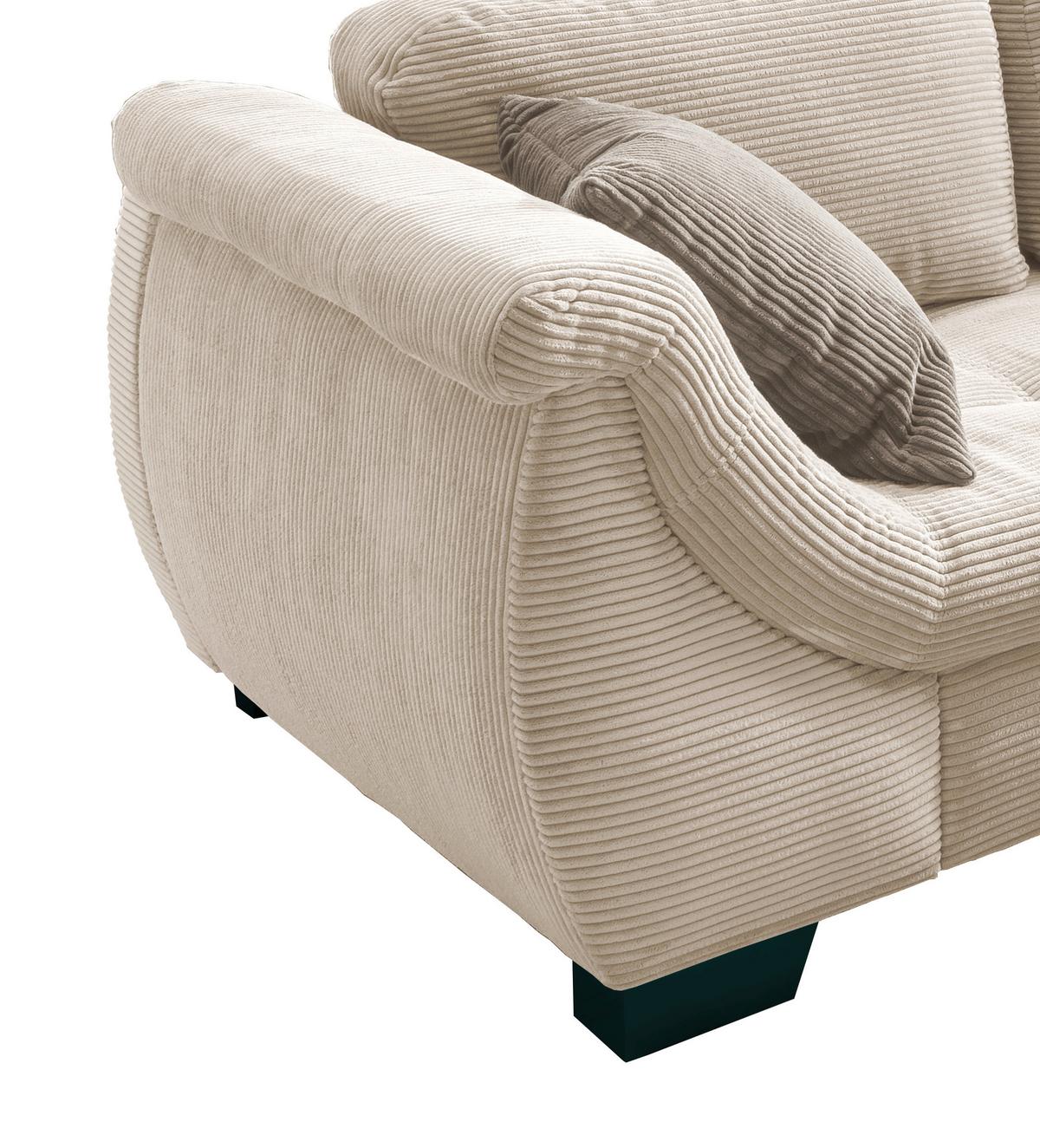 Ecksofa mit Schlaffunktion Flora Beige Cord - Graubraun/Beige, Design, Textil (250/190cm) - MID.YOU