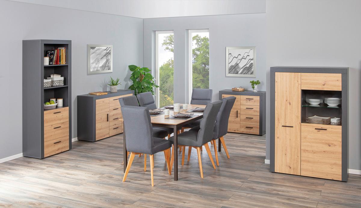 Regal mit Laden Corbeto B: 68,6 cm Anthrazit - Anthrazit/Eiche Artisan, Basics, Holzwerkstoff (68,6/190/41,6cm) - MID.YOU