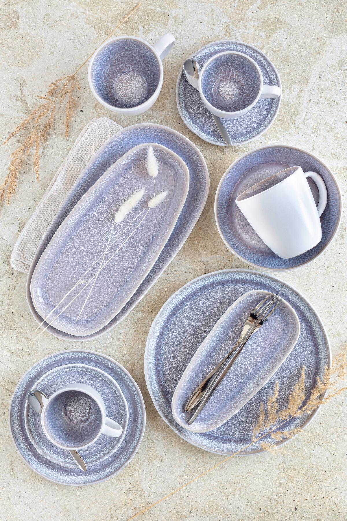 Servierplatten-Set Elea Steinzeug, Flieder, 3-teilig - Flieder, Basics, Keramik - Mäser