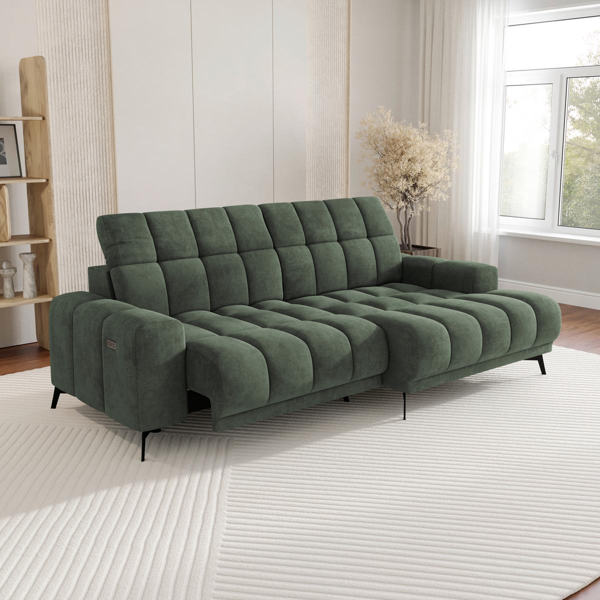 Rohová sedačka LAYA, pravá, zelená tkanina MEMPHIS - zelená, Moderní, textil (250/155cm) - Premium Living