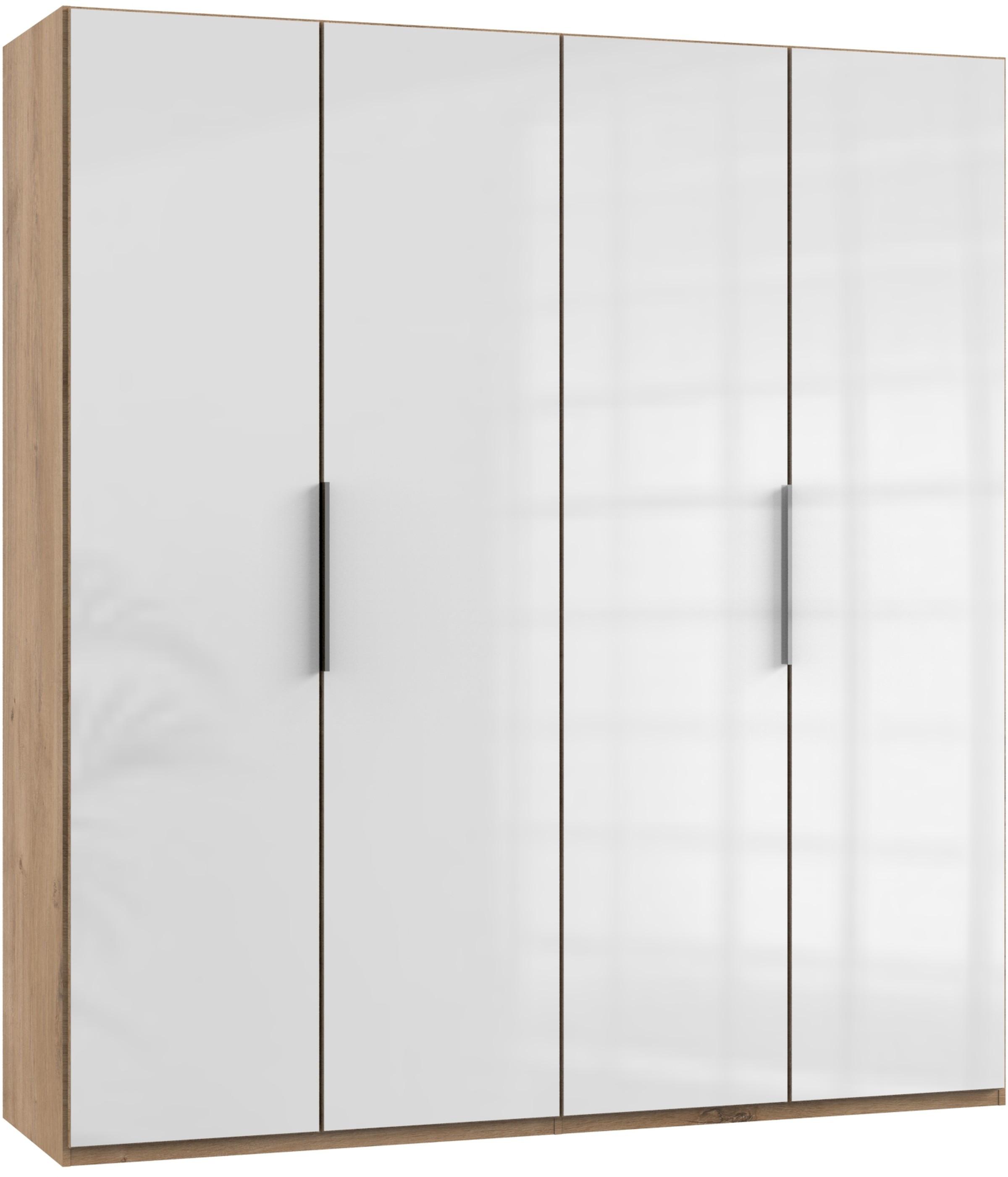 Drehtürenschrank200cm Level, Weiß/eiche Dekor - Eichefarben/Weiß, MODERN, Glas/Holzwerkstoff (200/216/58cm) - MID.YOU
