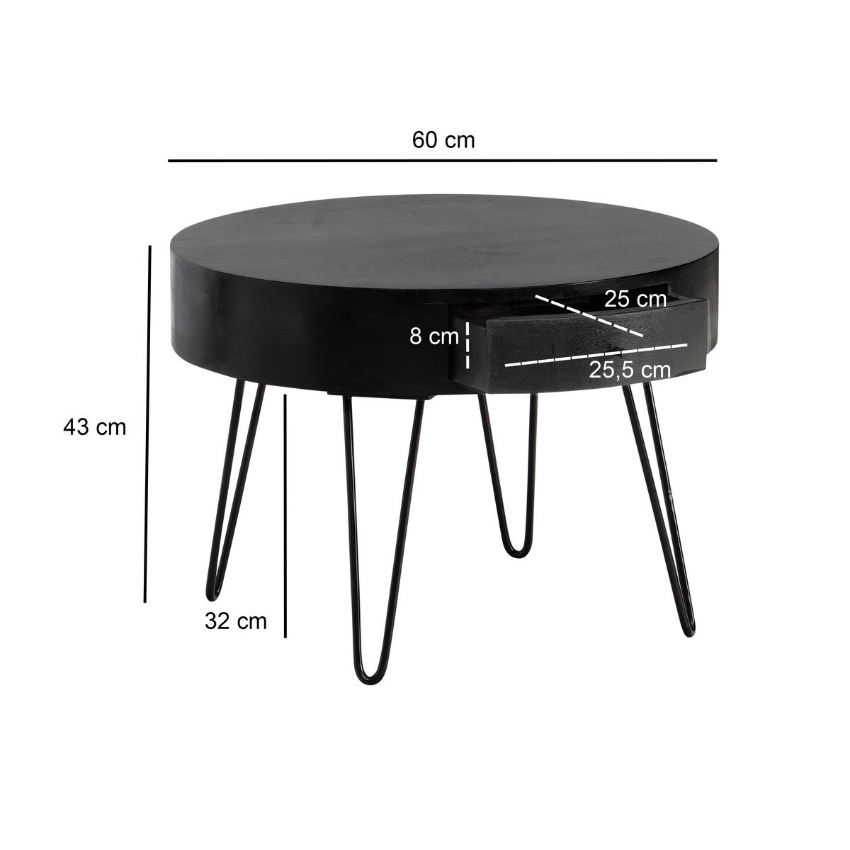 KONFERENČNÍ STOLEK RUND - černá, Design, kov/dřevo (60/60/43cm) - MID.YOU