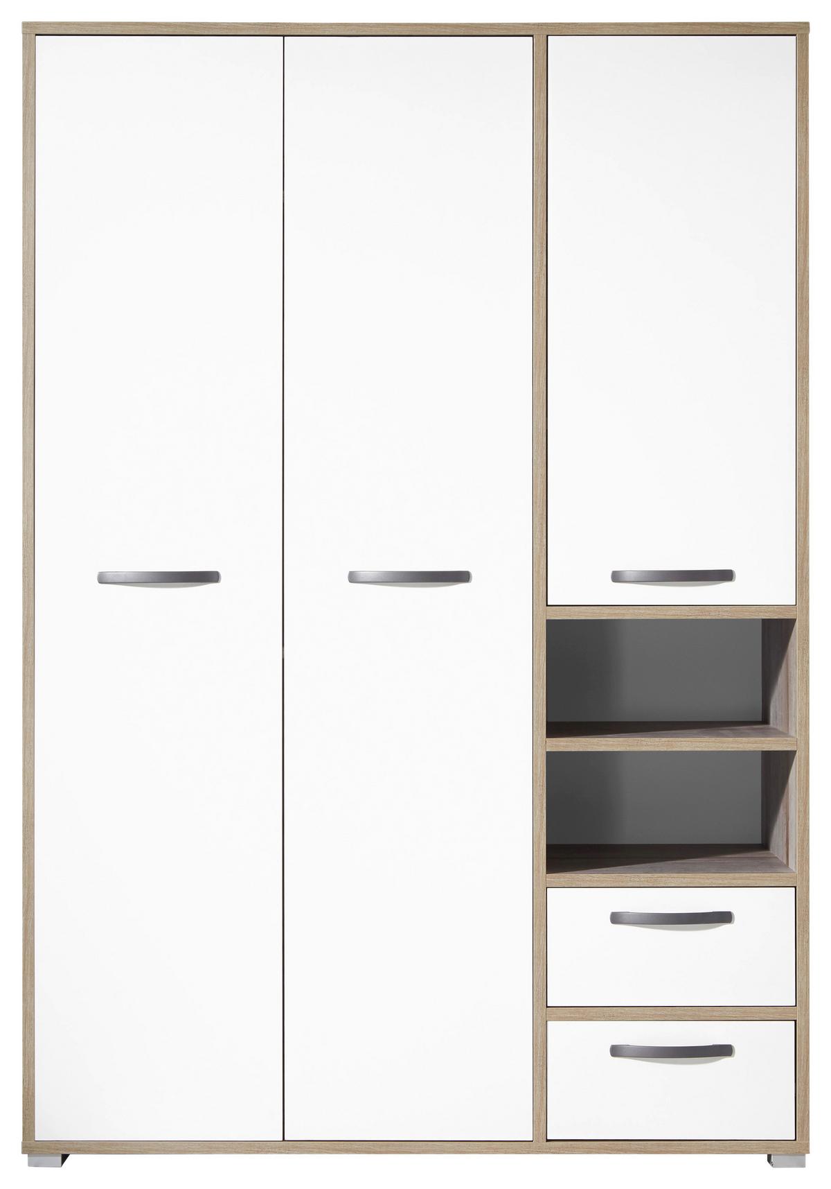 Skriňa s otočnými dverami MOON 138 cm - hnedá/sivá, Modern, kompozitné drevo/plast (138/201/57cm) - MID.YOU